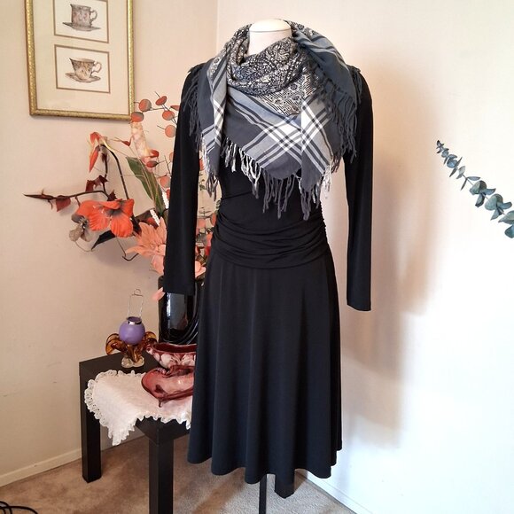 VTG NEW sandwich 100% Cotton Large Square Classic Luxury Olive Green White Scarf - Picture 2 of 9